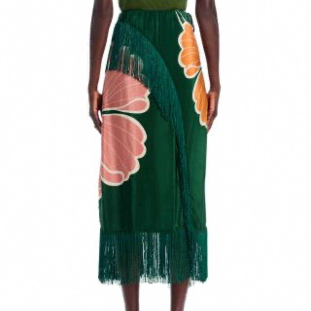 Farm Rio Honolulu Maxi Fringe Skirt M
